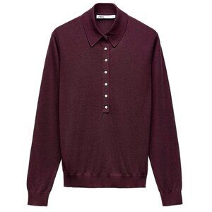 Zara Burgundy Polo Sweater - Large (L)